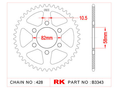 RK CHAINS Sprocket Rear RK-B3433-43 428 pitch