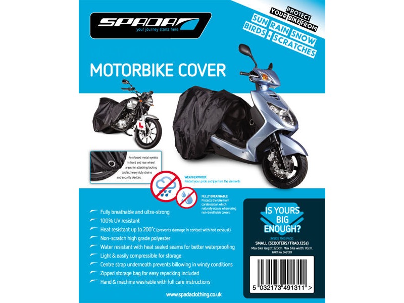 SPADA Motorcycle Cover-Small [Small Scooters/Traditional 125's] click to zoom image