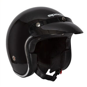 SPADA Helmet Open Face Classic Plain Gloss Black click to zoom image