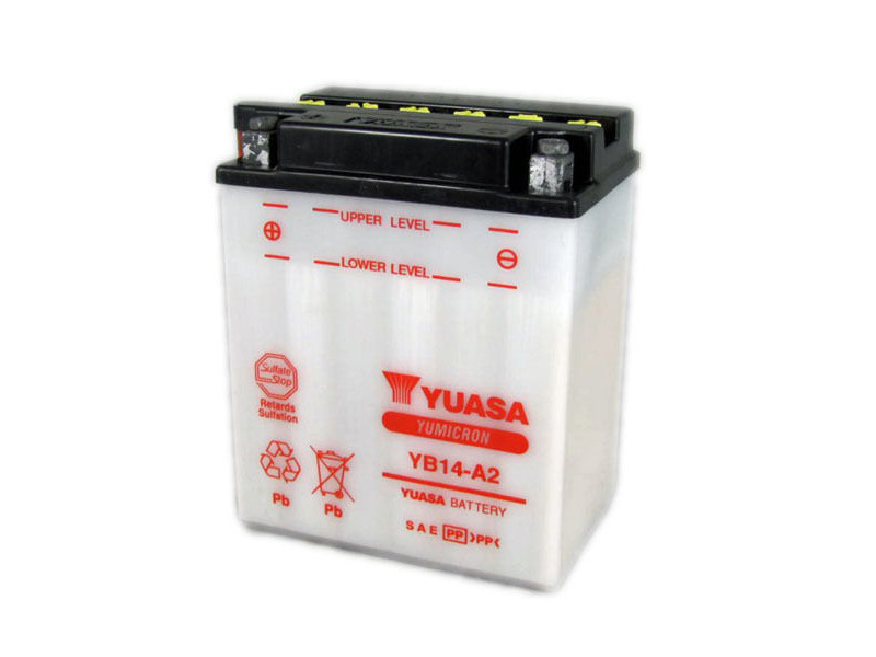 YUASA YB14A2-12V YuMicron - Dry Cell, Includes Acid Pack click to zoom image