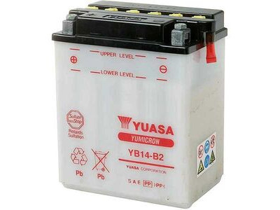 YUASA YB14B2-12V YuMicron - Dry Cell, Includes Acid Pack