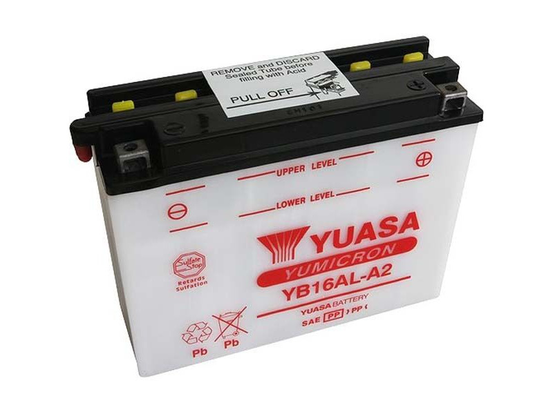 YUASA YB16ALA2-12V YuMicron - Dry Cell, Includes Acid Pack click to zoom image