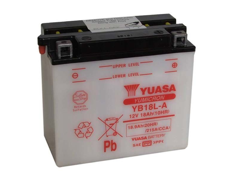 YUASA YB18LA-12V YuMicron - Dry Cell, Includes Acid Pack click to zoom image