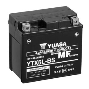 YUASA YTX5LBS-12V MF VRLA - Dry Cell, Includes Acid Pack 