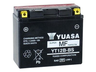 YUASA YT12B-BS-12V MF VRLA - Dry Cell, Includes Acid Pack