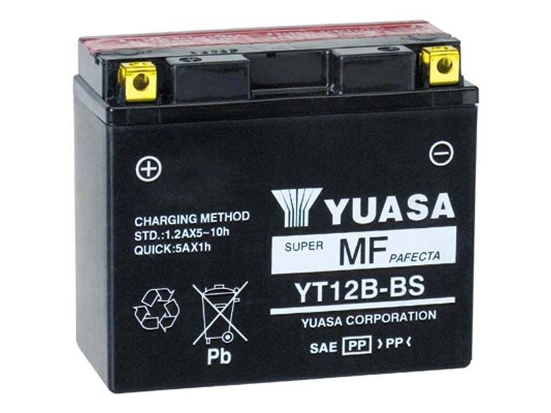 YUASA YT12B-BS-12V MF VRLA - Dry Cell, Includes Acid Pack click to zoom image
