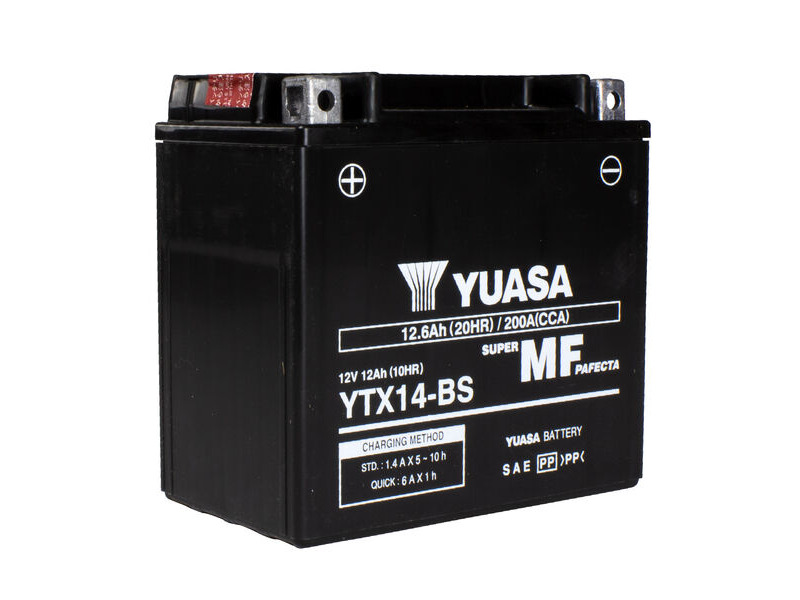 YUASA YTX14BS-12V MF VRLA - Dry Cell, Includes Acid Pack click to zoom image