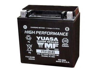 YUASA YTX14HBS-12V High Performance MF VRLA - Dry Cell, Includes Acid Pack