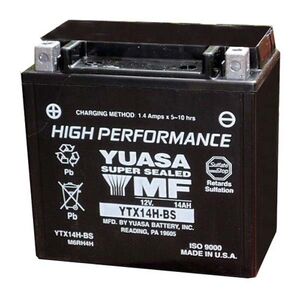 YUASA YTX14HBS-12V High Performance MF VRLA - Dry Cell, Includes Acid Pack 