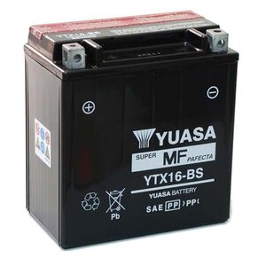 YUASA YTX16BS-12V MF VRLA - Dry Cell, Includes Acid Pack 