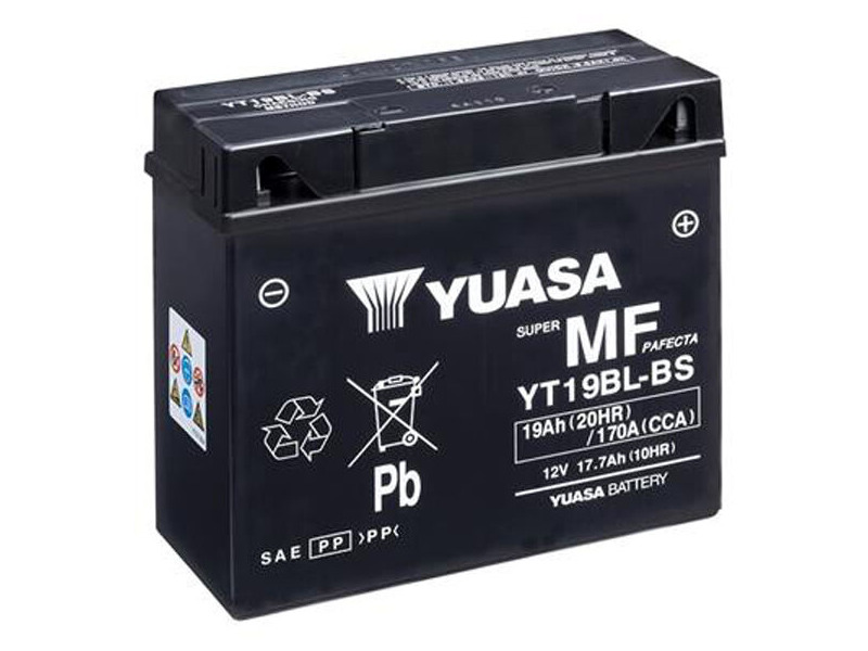 YUASA YT19BLBS-12V MF VRLA - Dry Cell, Includes Acid Pack click to zoom image