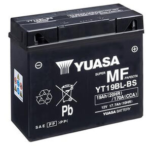YUASA YT19BLBS-12V MF VRLA - Dry Cell, Includes Acid Pack 