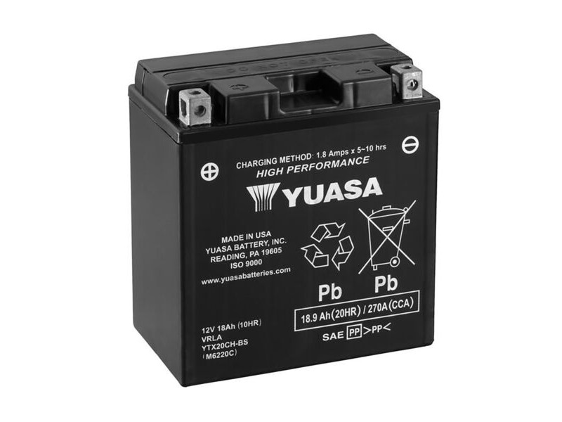 YUASA YTX20CHBS-12V High Performance MF VRLA - Dry Cell, Includes Acid Pack click to zoom image