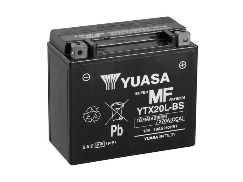 YUASA YTX20LBS-12V MF VRLA - Dry Cell, Includes Acid Pack click to zoom image
