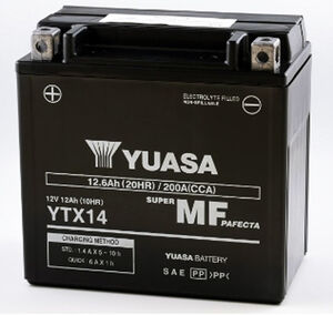 YUASA YTX14 (WC) 12V Factory Activated MF VRLA Battery 