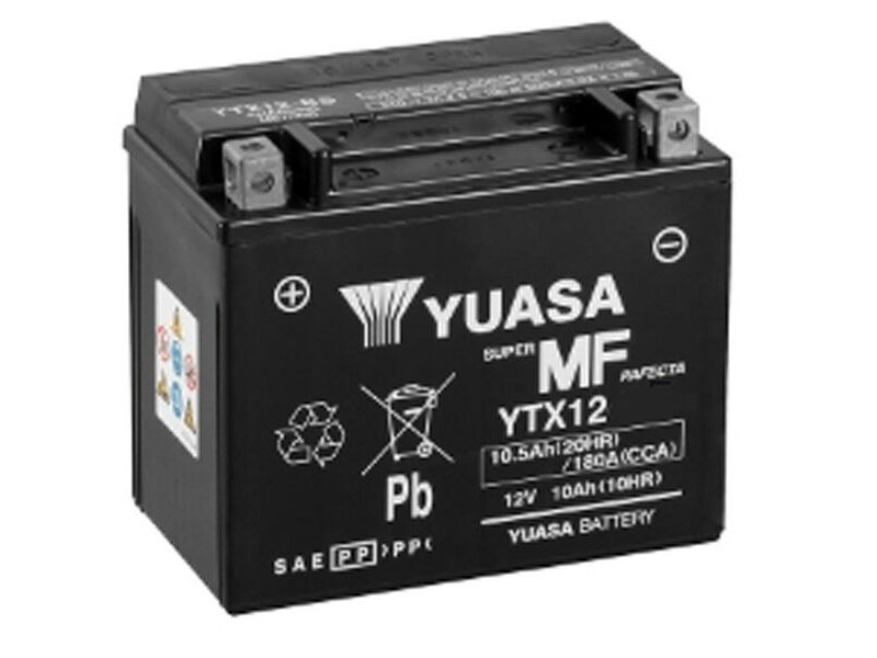 YUASA YTX12 (WC) 12V Factory Activated MF VRLA Battery click to zoom image