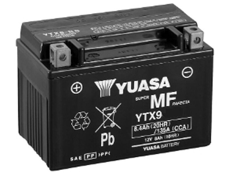 YUASA YTX9 (WC) 12V Factory Activated MF VRLA Battery click to zoom image