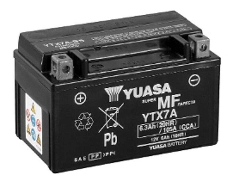 YUASA YTX7A (WC) 12V Factory Activated MF VRLA Battery click to zoom image