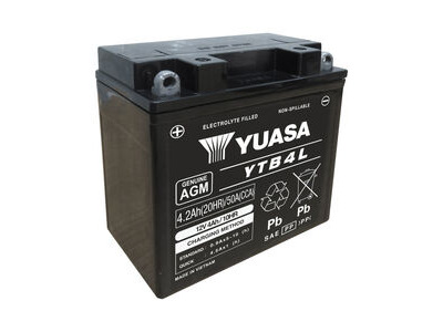 YUASA YTB4L (WC) 12V Factory Activated MF VRLA Battery (MF YB4L-B)