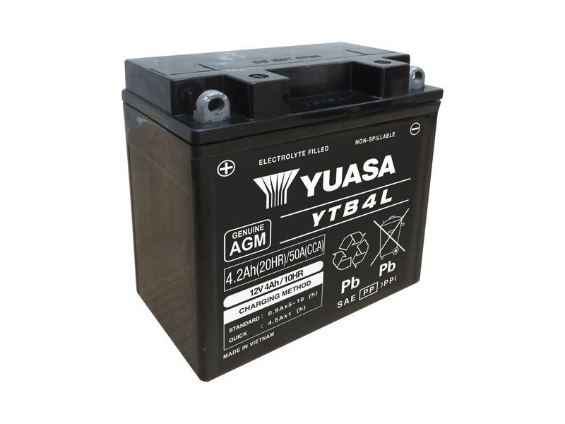YUASA YTB4L (WC) 12V Factory Activated MF VRLA Battery (MF YB4L-B) click to zoom image