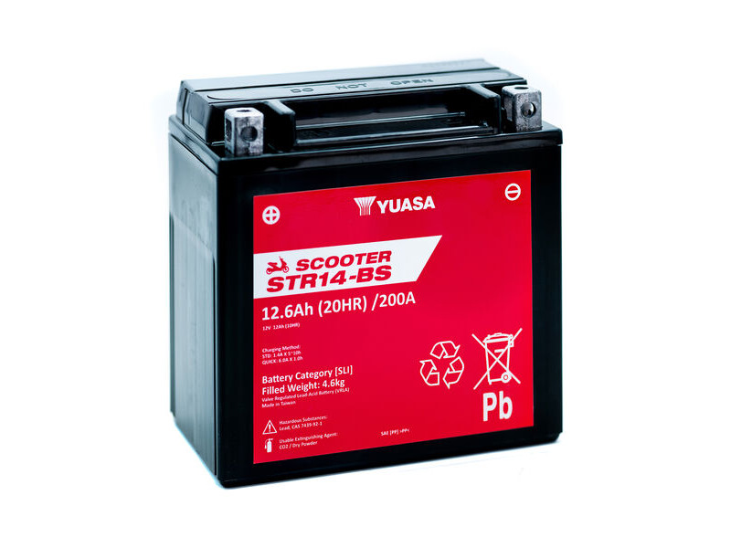 YUASA STR14-BS (CP) 12V MF VRLA Scooter Battery click to zoom image