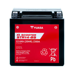 YUASA STR14-BS (WC) 12V MF VRLA Scooter Battery click to zoom image