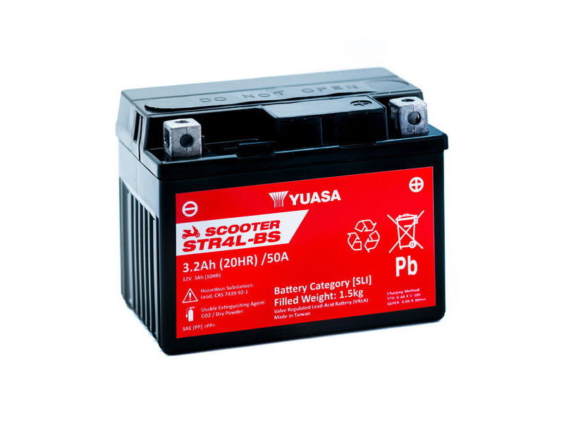YUASA STR4L-BS (CP) 12V MF VRLA Scooter Battery click to zoom image
