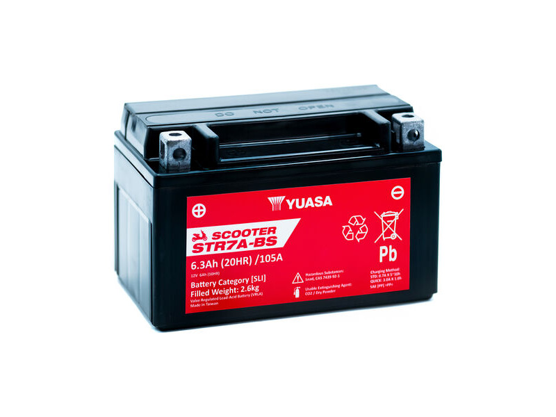 YUASA STR7A-BS (CP) 12V MF VRLA Scooter Battery click to zoom image