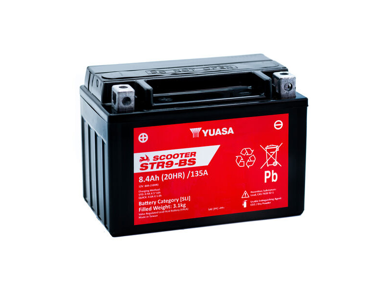 YUASA STR9-BS (WC) 12V MF VRLA Scooter Battery click to zoom image