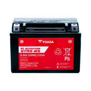 YUASA STR9-BS (WC) 12V MF VRLA Scooter Battery click to zoom image