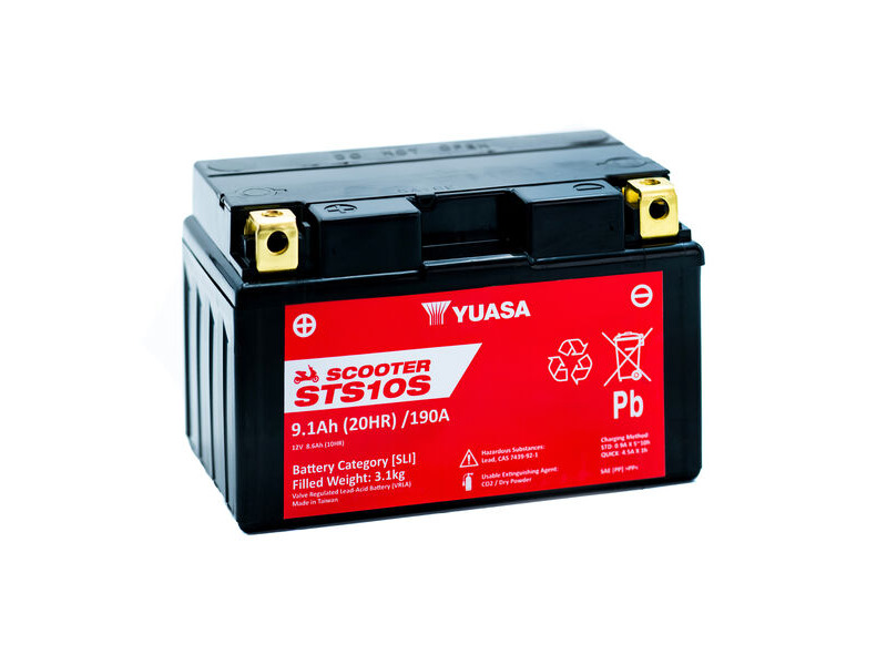 YUASA STS10S (WC) 12V MF VRLA Scooter Battery click to zoom image